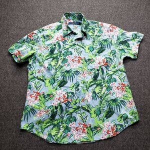 Polo Ralph Lauren Mens Classic Fit Hawaiian Shirt Blue Green Red Floral Tropical